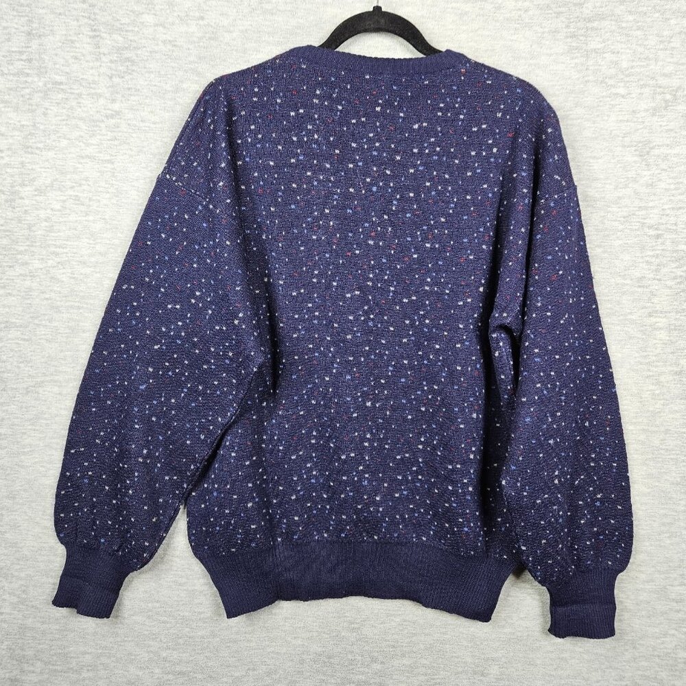 Axiom Men's Crew Neck Blue Pull over Long Sleeve Sweater Size L Made in Italy - Picture 2 of 6